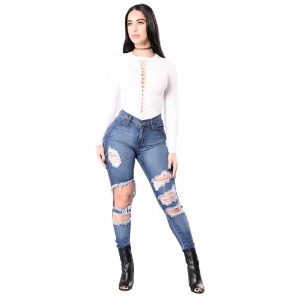 Laced Up Ribbed Bodysuit From Fashion Nova